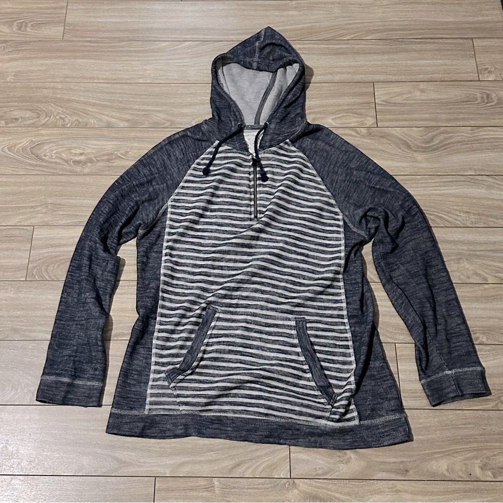 Men’s Native Code Blue & White Striped Knit Hoodie Pullover size L